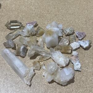 Mixed Quartz Crystal Lot Clear Quartz Citrine Points Clusters Selenite 1lb 4oz